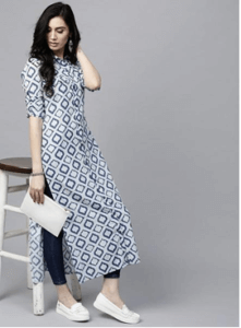 Long Printed Kurti with Jeans
